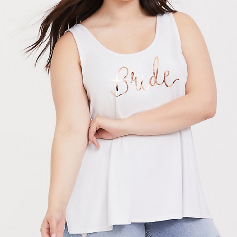 White & Rose Gold Bride Tank Top